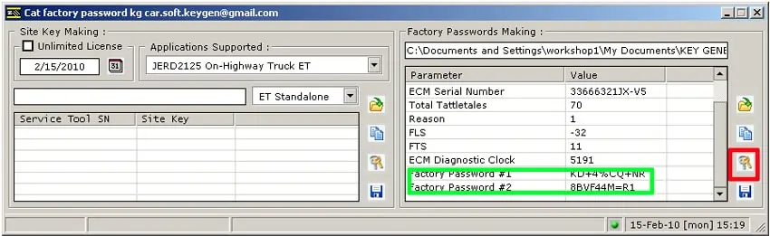 Caterpillar ET Factory Passwords Generator for ET 2009-2021 working 100%
