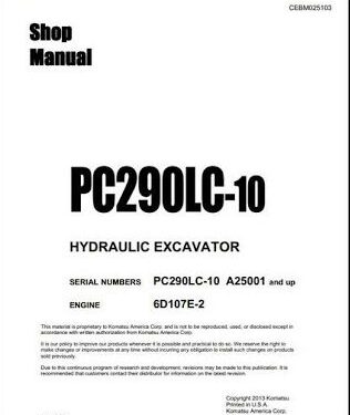 Komatsu pc290lc-10 shop manual books downlaod