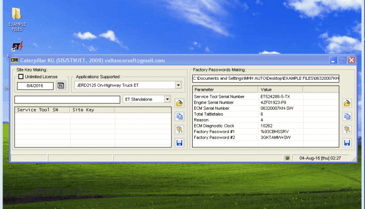 cat et factory password keygen